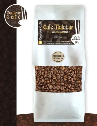 Café Malabar en grains, Arabica d'Asie
