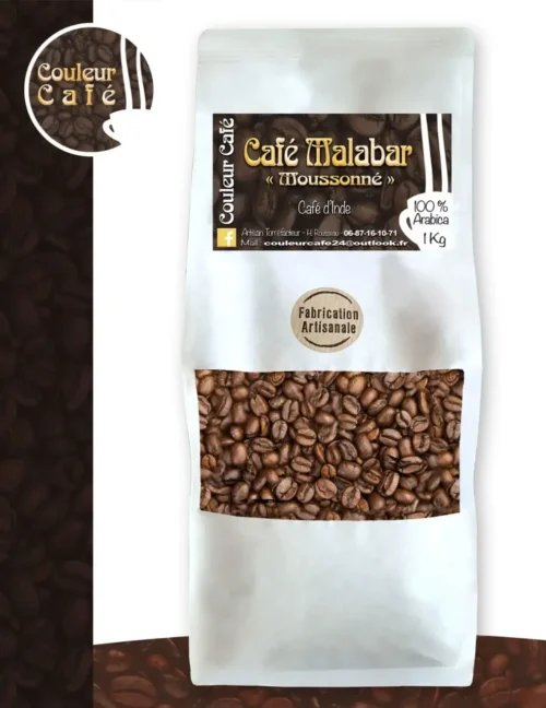 Café Malabar en grains, Arabica d'Asie