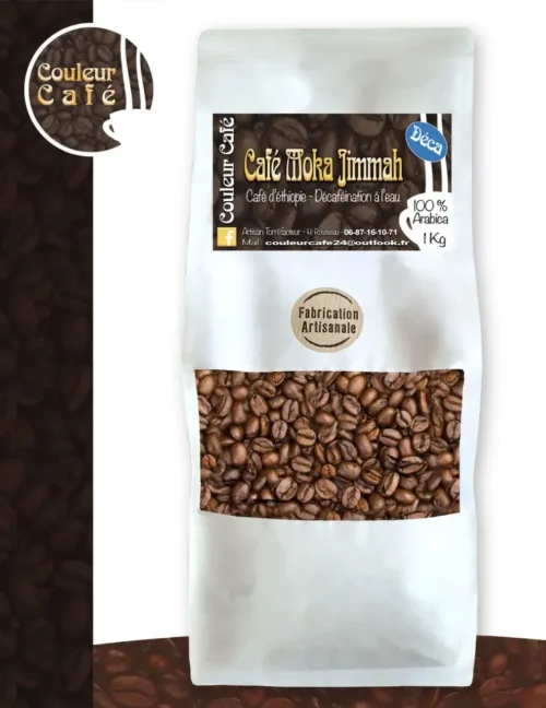Café Moka Jimmah décaféiné en grains, arabica afrique